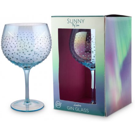  A gorgeous, long stemmed Gin Glass featuring a charming blue tint and an added dewdrop decal