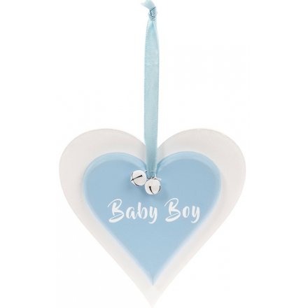 Double Heart Blue Plaque - Baby Boy 