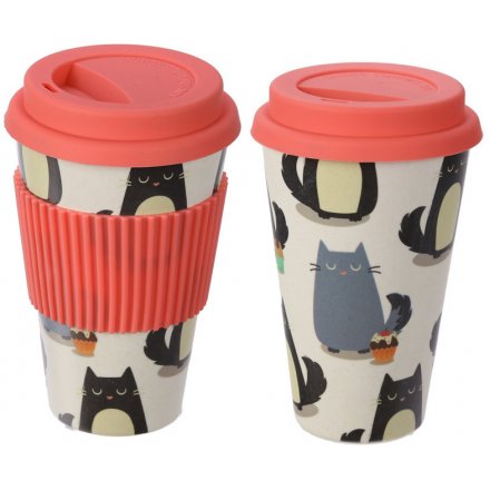 Feline Fine Cat Bamboo Travel Mug 