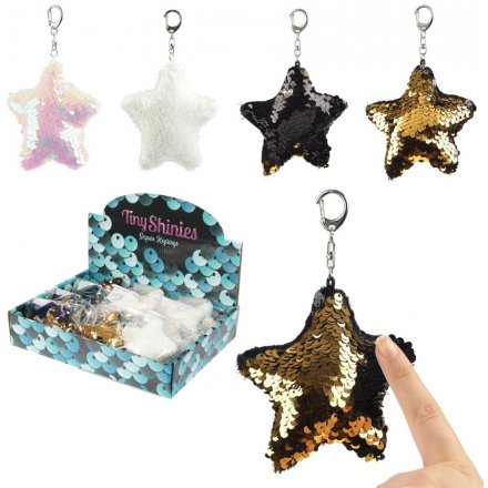 Bring a sparkling glittery touch to your handbag or keyset with this funky assortment of sequin star keyrings