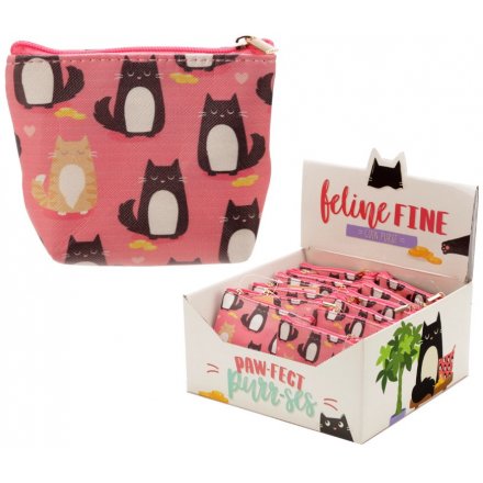 Hold onto all of your loose change and coins while out and about with this quirky Feline Fine themed coin purse 