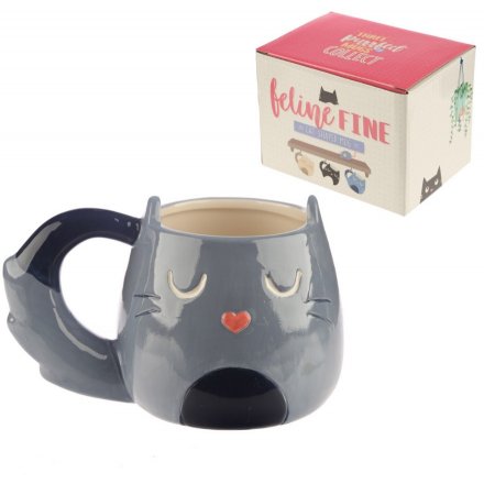  A quirky cat themed mug with an added bushy tail handle for effect! 