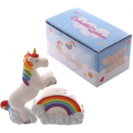 Add a dash of magic to your evening meals with this enchanting assortment of Unicorn and Rainbow shakers 