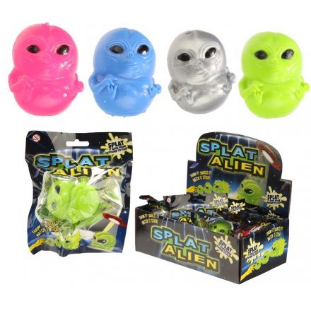 Throw it, squeeze it and watch it stick. Fun and colourful alien design splatter balls.