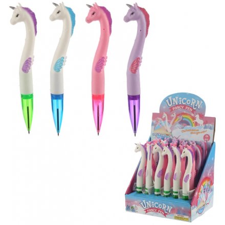  An enchanting assortment of squishy stretchy pens with a magical coloured unicorn effect top 