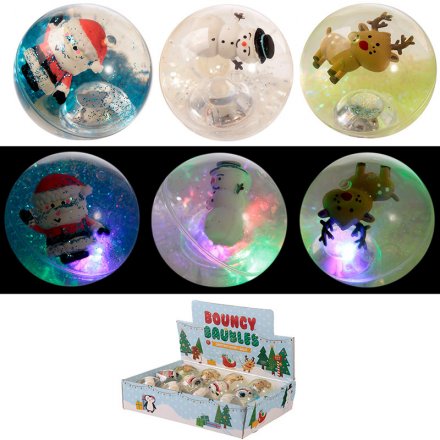 A mix of novelty Christmas LED flashing bouncy balls including your favourite characters.