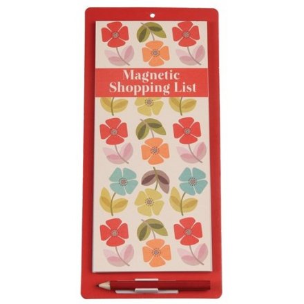 A fun and colourful printed magnetic shopping list with a beautifully floral design 