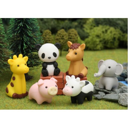  Bring an adorable touch to writing and stationary sets with this sweet assortment of Character Erasers inspired by Zoo 