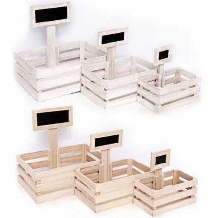 Natural / Whitewash Wooden Crate Set 