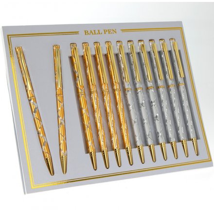 Laser Cut Ballpoint Pens - Silver/Gold