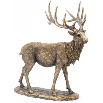 Large Reflections Bronzed Standing Stag 