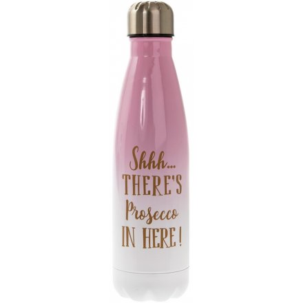 Pink/White Prosecco Metal Water Bottle