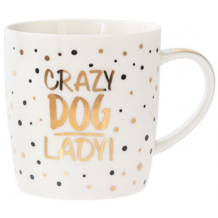 Gold Crazy Dog Lady Mug