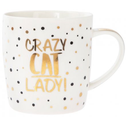Gold Crazy Cat Lady Mug 