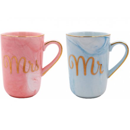 Marble Effect Mr & Mrs Mug Set 