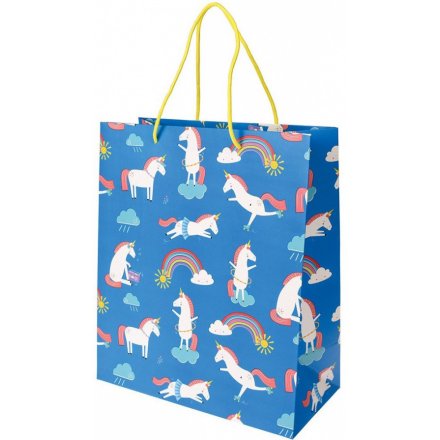 An enchanting gift bag covered with a fun unicorn decal 