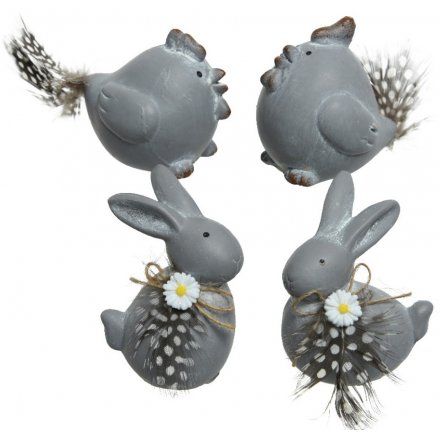 Terracotta Bunnies/Chickens Ornaments 