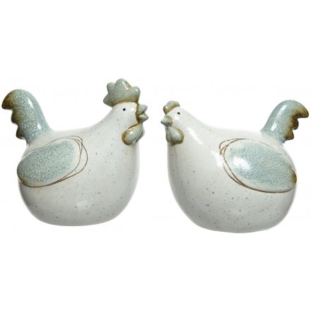 Terracotta Chicken Ornaments With Glaze Effect