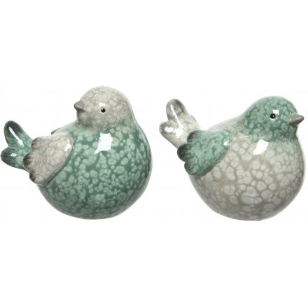 Green/Mink Terracotta Bird Ornaments