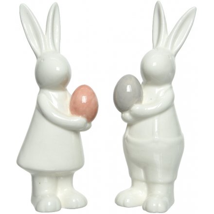 Smooth Porcelain Bunnies, 13.5cm 