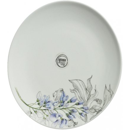 porcelain plate with a beautiful purple flower decal 