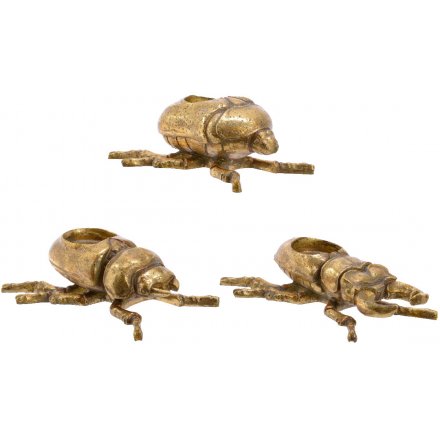 Tarnished Gold Insect Candle Holders 16cm