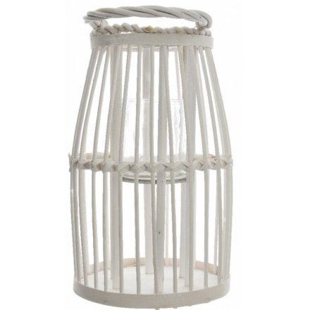 Woven Willow Lantern - White 