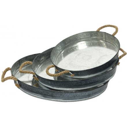 Round Tray With Rope, Set 3