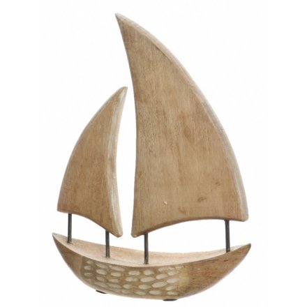 Wooden Boat Ornament