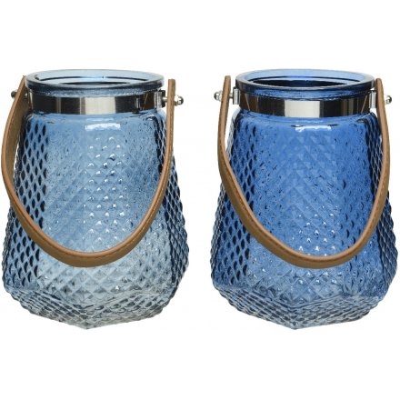 Diamond Ridge Coastal Blue Lanterns 18cm