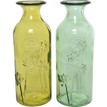 Floral Glass Vase, 2a 19cm