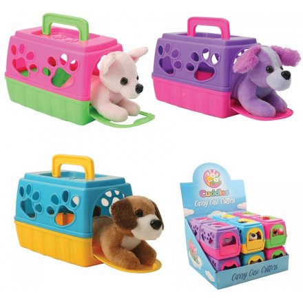  A sweet and cuddly assortment of soft toy puppies, each placed in their own colourful carry case! 