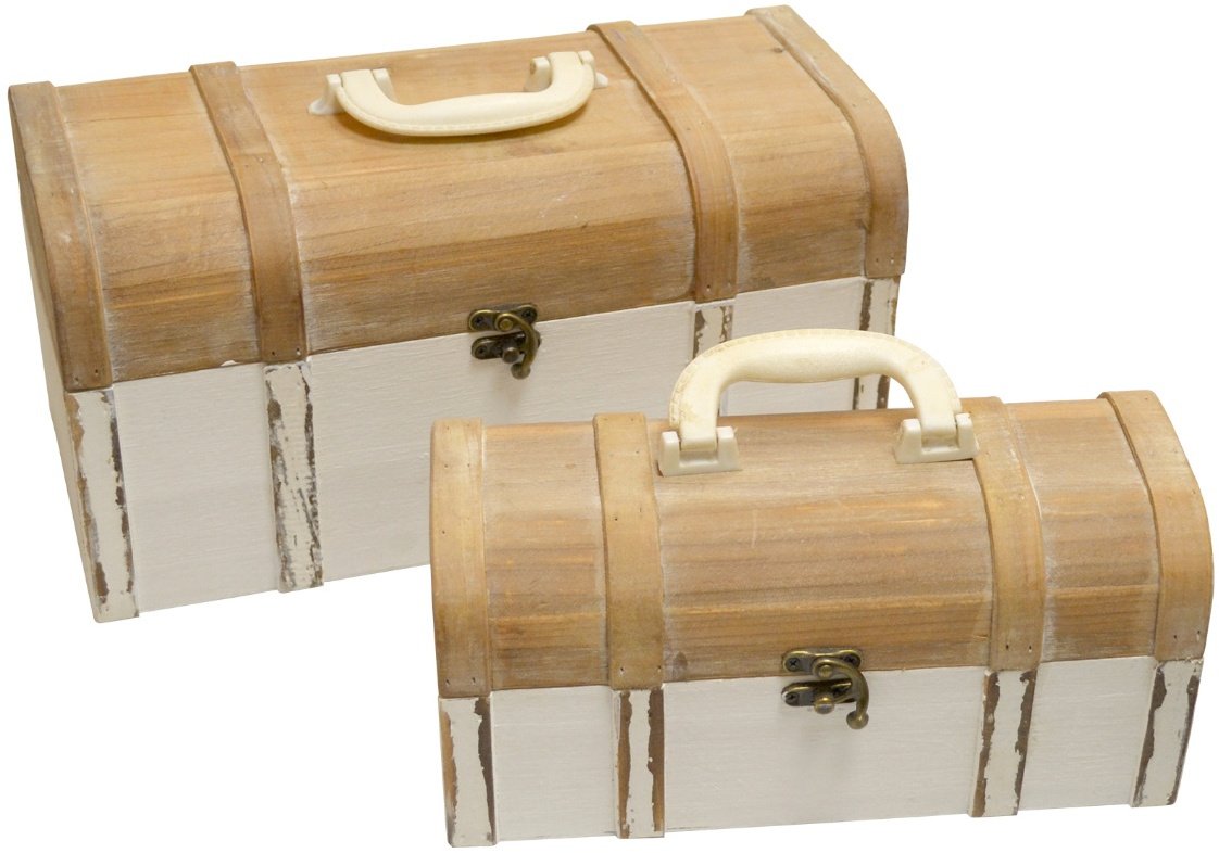 White Washed Wooden Trunk Set of 2 41858 Interior Decor / Storage