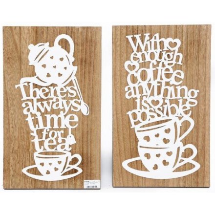 Coffee and Tea Wooden Wall Plaques 