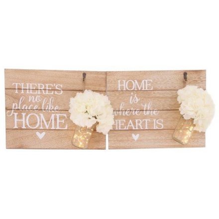 Natural Wooden Home Plaques With LEDs 
