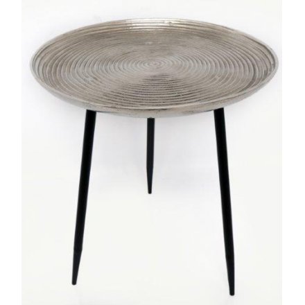 Tarnished Silver Aluminium Table, 49cm 