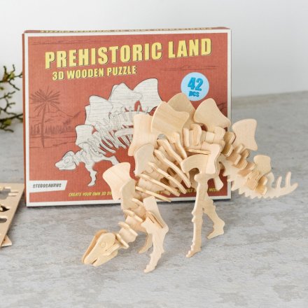 A 'roarsome' 42 piece puzzle that builds up a 3D Stegosaurus 