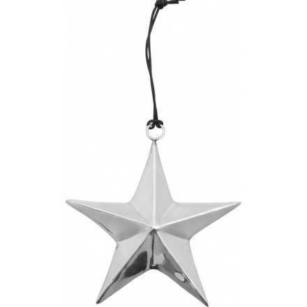 Silver Metal Hanging Star 