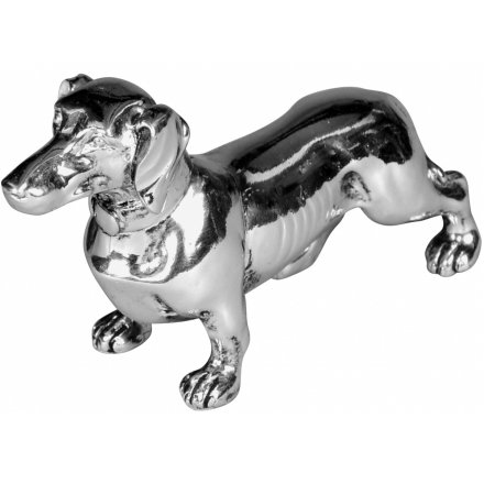Silver Sausage Dog Figure 