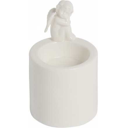 Sitting Cherub Porcelain Tlight Holder 