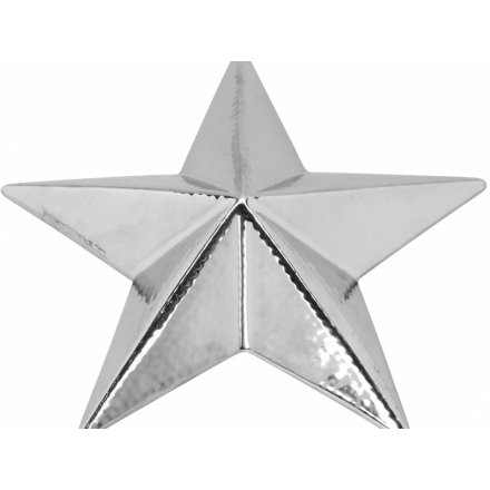 Silver Hammered 3D Star 24cm