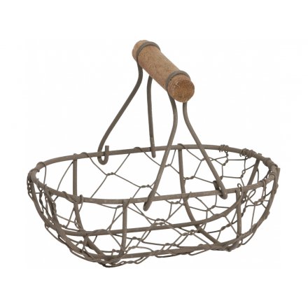 Rustic Wire Basket with Handle, 12cm 