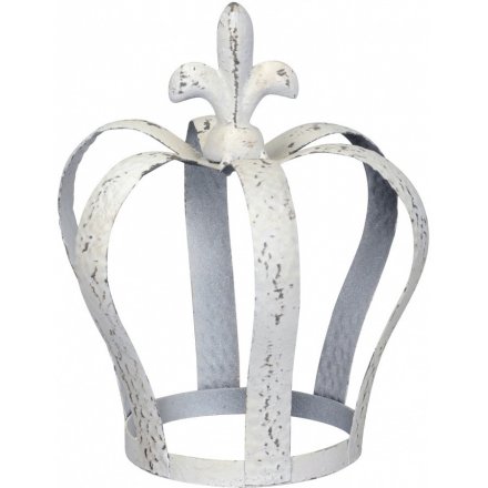 Distressed Antique White Crown, 19cm