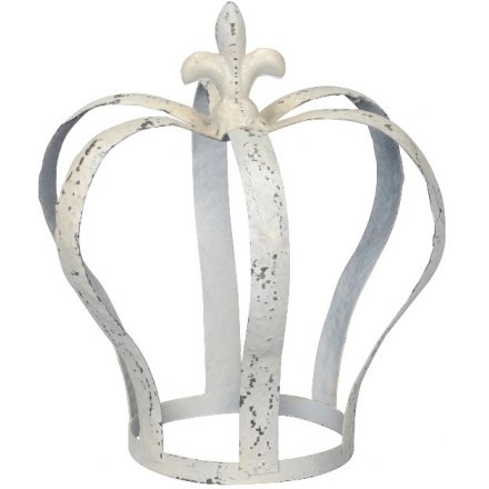 Rustic White Antique Metal Crown, 23cm 