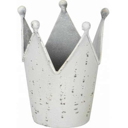 Shabby White Crown, 13.5cm 
