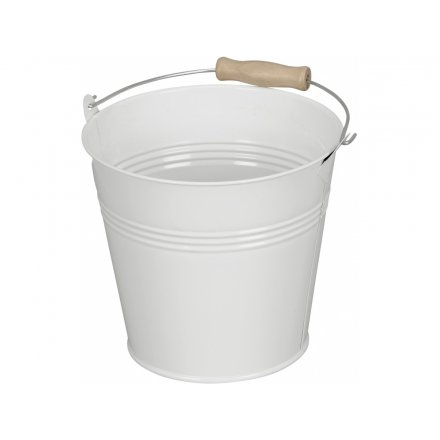 White Bucket Planter, 15.5cm