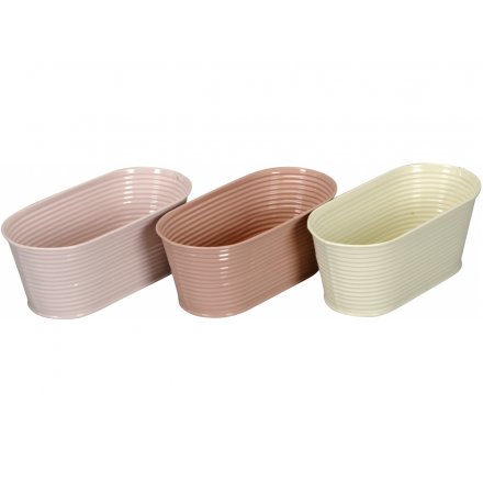 Pink Oval Planters, Set 3