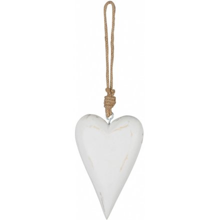 White Hanging Heart, 15.5cm