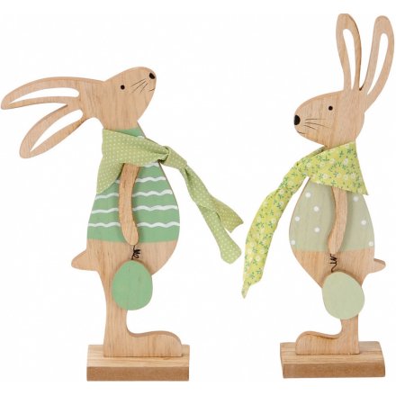Green Wooden Bunny Figures