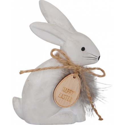 White Bunny With Twine Bow 